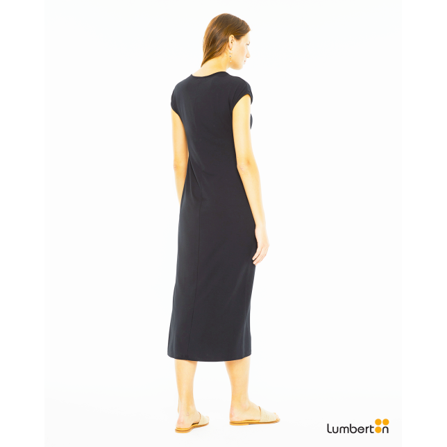 Vestido midi manga corta detalle cut...