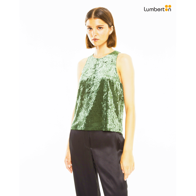 Top velvet cuello halter cierre...