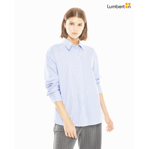 Camisa rayas azul con...