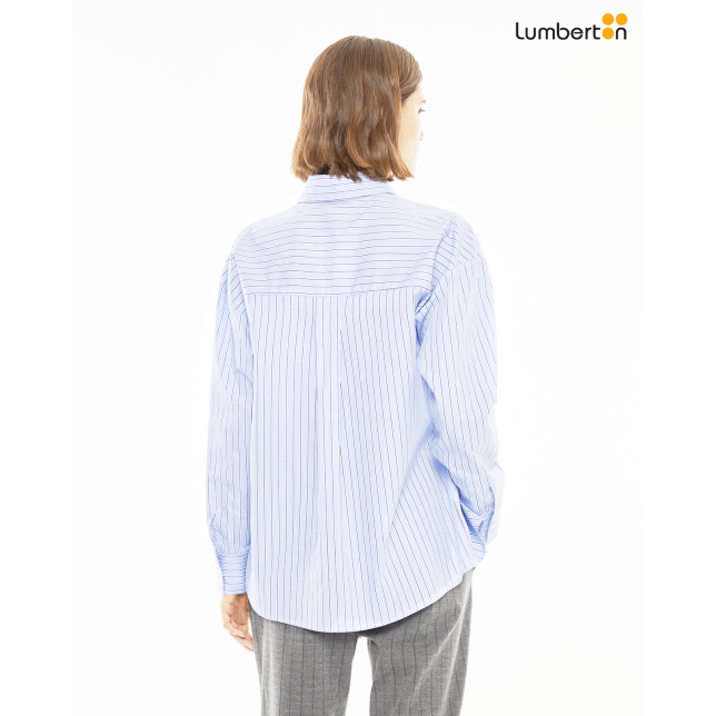 Camisa rayas azul con bolsillo...