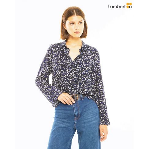 Camisa estampada print azul...