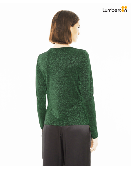 Camiseta m/l lúrex con detalle verdeCTN30