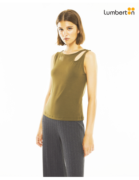 Top Ajustado Verde Oliva Lágrima TiranteTO816