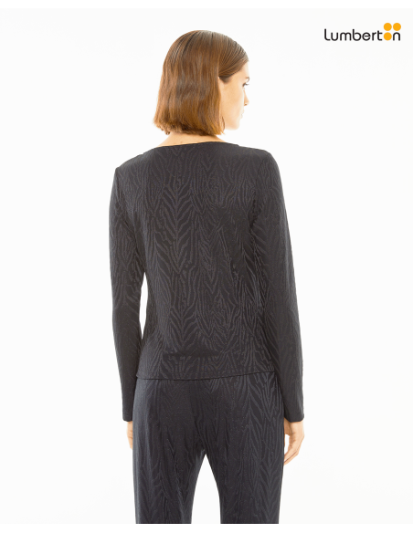 Camiseta ajustada jacquard detalle fruncidoCTO12