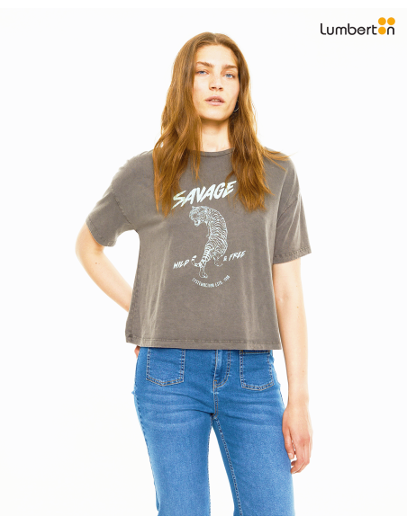 Camiseta manga corta estampado tigreCT907