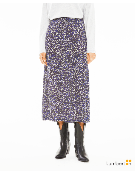 Falda midi estampada con cremallera invisibleFAO20