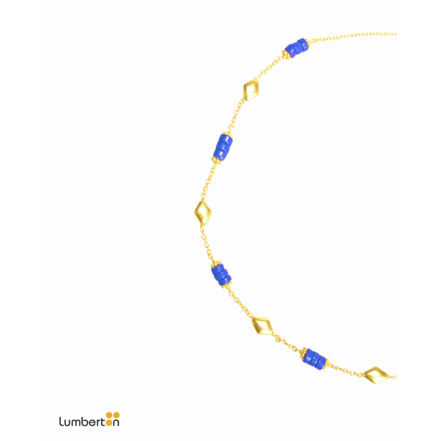 Collar abalorios oro y azulBI702