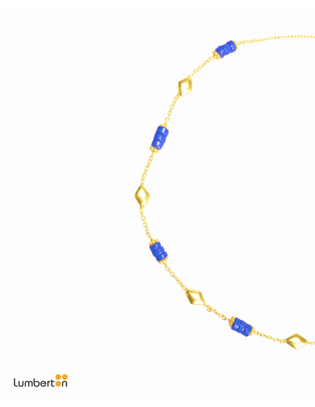 Collar abalorios oro y azulBI702