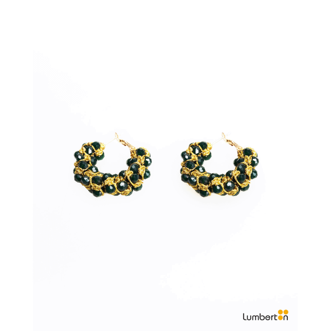 Pendientes aro color oro pedrería...