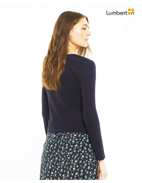 Camiseta Negra Cuello Cuadrado PuntillaCT902N