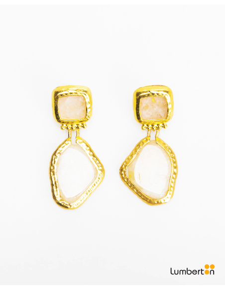 Pendientes asimétricos oro pedrería efecto mármolBI716