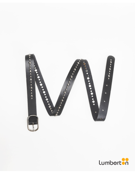 Cinturón de piel con tachas y hebilla metálicaCI802