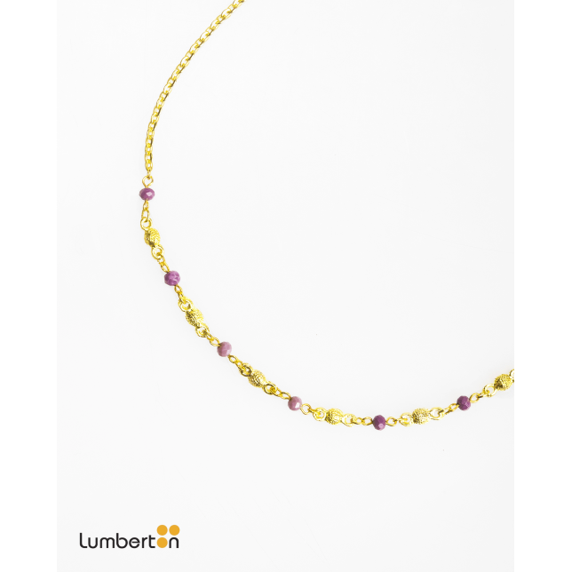 Collar abalorios oro y lilaBI701