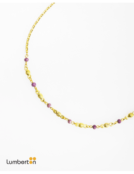 Collar abalorios oro y lilaBI701