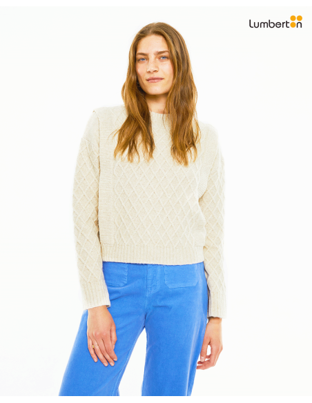 Jersey crop con aranes y detalle en hombroJE911