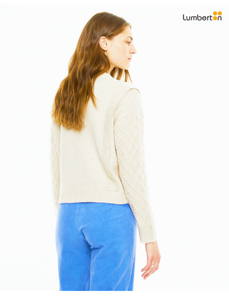 Jersey crop con aranes y detalle en hombroJE911