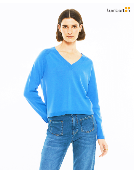 Jersey hilo fantasía jaspeado con cuello picoJE932