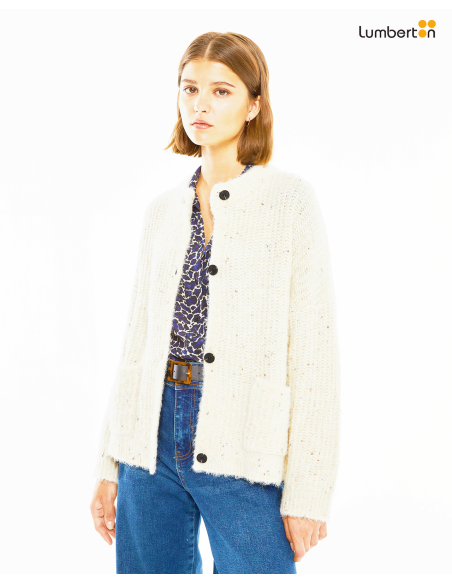 Cárdigan tipo tweed cuello redondoREO12