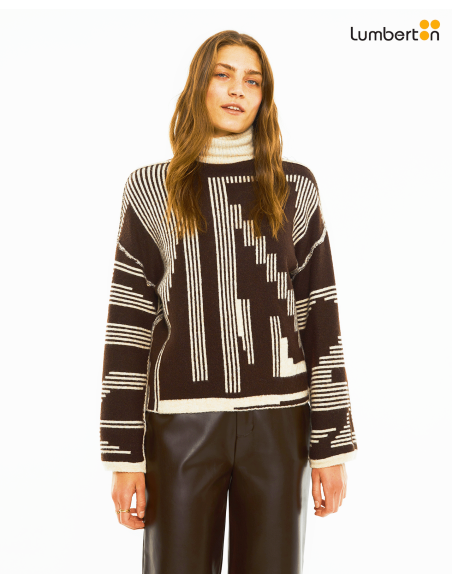 Jersey reversible jacquard geométrico cuello altoJE917BE