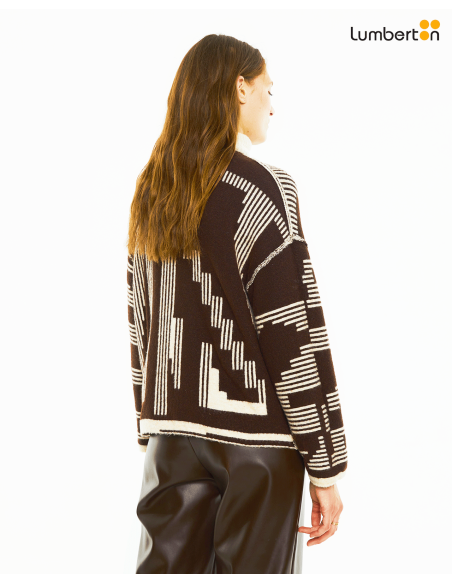 Jersey reversible jacquard geométrico cuello altoJE917BE