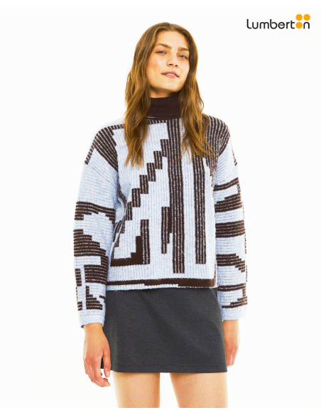 Jersey reversible jacquard geométrico cuello altoJE917A