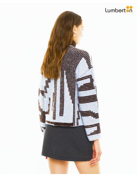 Jersey reversible jacquard geométrico cuello altoJE917A