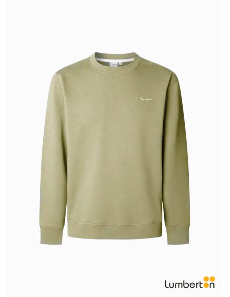 Sudadera cuello redondo verde militar "logo pepe blanco"MACBEV