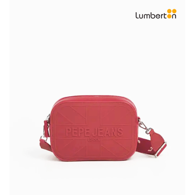 Bolso mediano rojo con correa de...