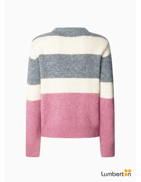 Jersey de punto de 3 rayas gris/beige/rosaCARLIS