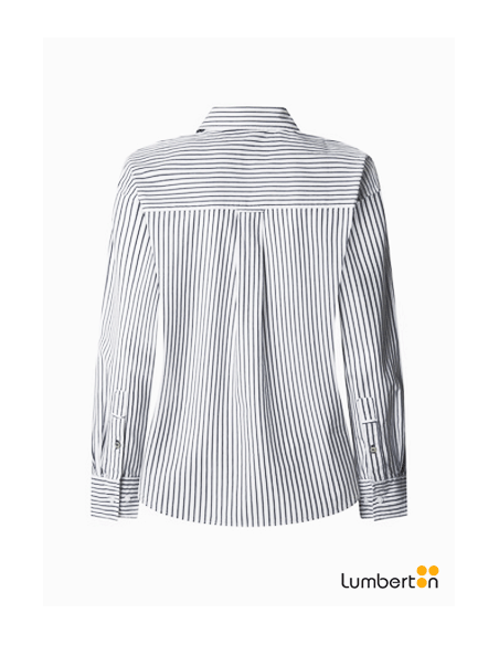 Camisa blanca con rayas grisesCLEM