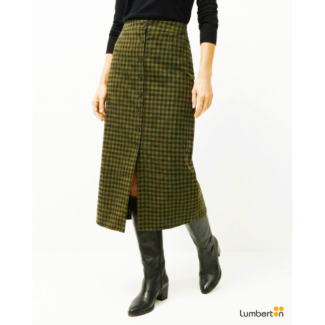 Falda cuadros con botones verdeFAO17