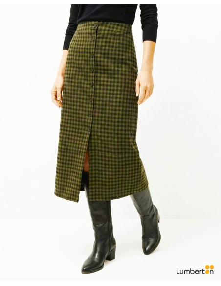 Falda cuadros con botones verdeFAO17