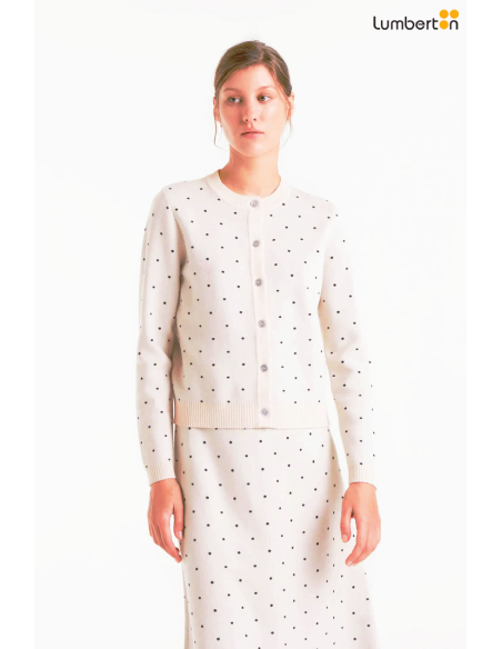 Cárdigan jacquard estampado topos mini blanco10314