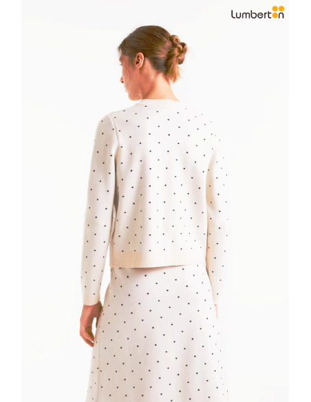 Cárdigan jacquard estampado topos mini blanco10314