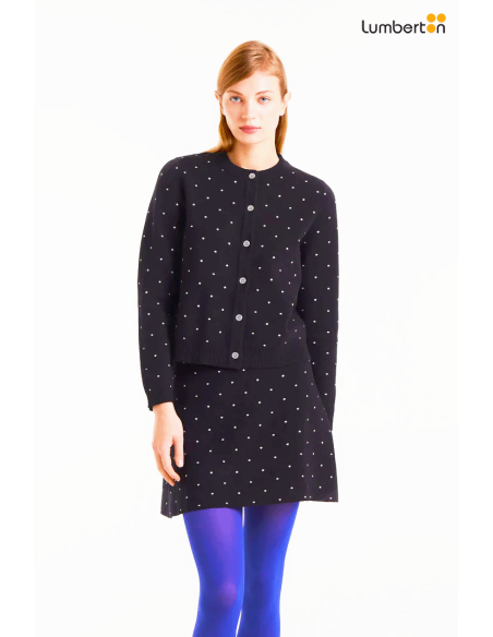 Cárdigan jacquard con mini puntos blanco10302