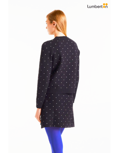 Cárdigan jacquard con mini puntos blanco10302
