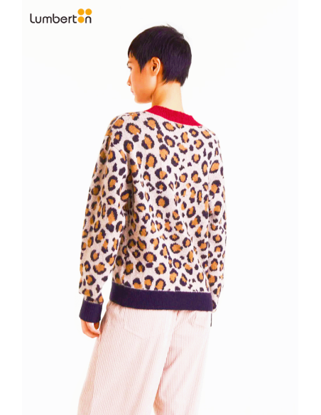 Jersey jacquard con estampado Mini Leopard10261