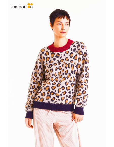 Jersey jacquard con estampado Mini Leopard10261
