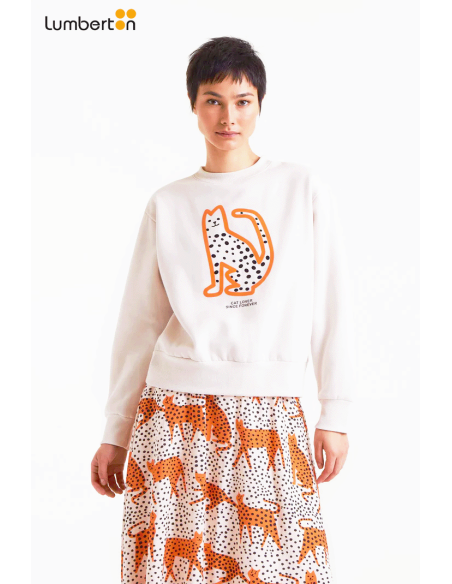 Sudadera blanca con estampado Cat Lover Since Forever12103