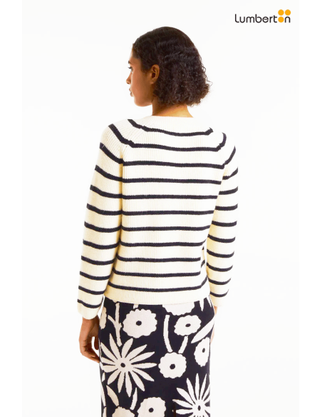 Cárdigan punto rayas blanco y negro10158