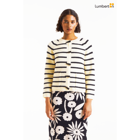 Cárdigan punto rayas blanco...