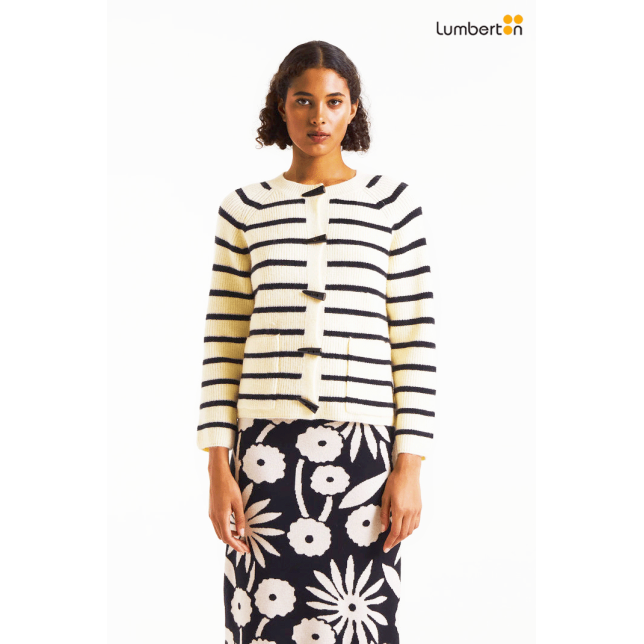 Cárdigan punto rayas blanco y negro10158