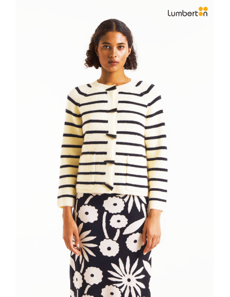 Cárdigan punto rayas blanco y negro10158