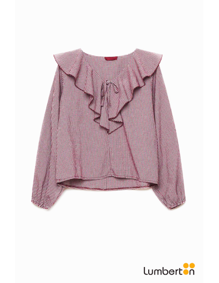 Blusa cuadros vichy marrón2756M