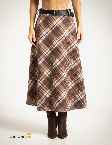 Falda de cuadros bies + cinturón chololate253831