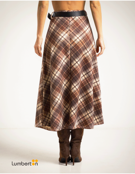 Falda de cuadros bies + cinturón chololate253831