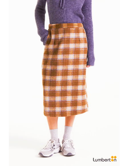 Falda midi cuadros camel11155