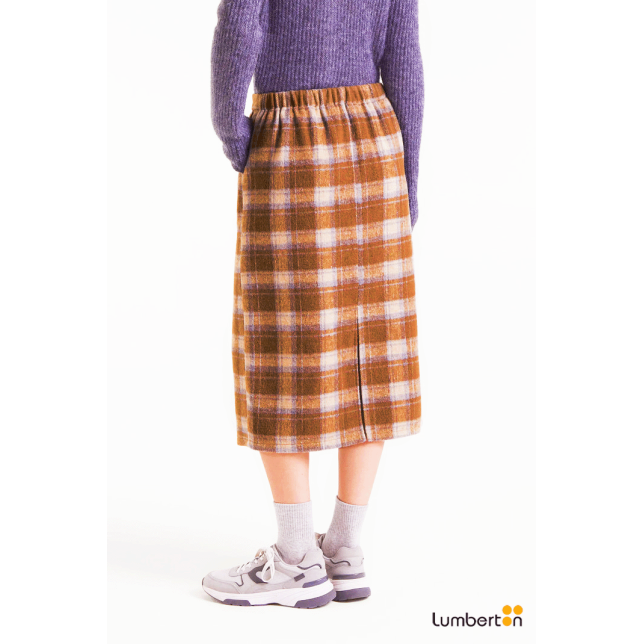 Falda midi cuadros camel11155