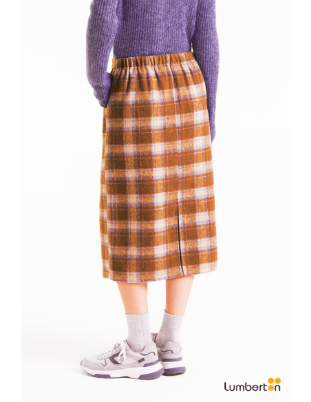 Falda midi cuadros camel11155