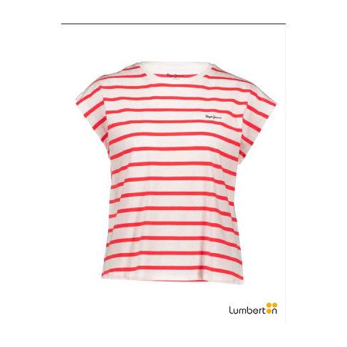 Camiseta de rayas blancas y...